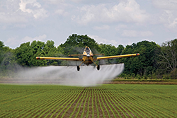 Applying chemicals needed for bountiful crops