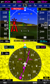Garmin synthetic vision showing obstacle