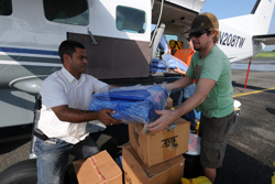 Loading supplies headed for Haiti.