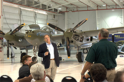 Fuller answered pilots' questions at the San Antonio Pilot Town Hall meeting.