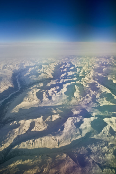 Rugged terrain is seen on an airline flight from Anchorage to Fairbanks.