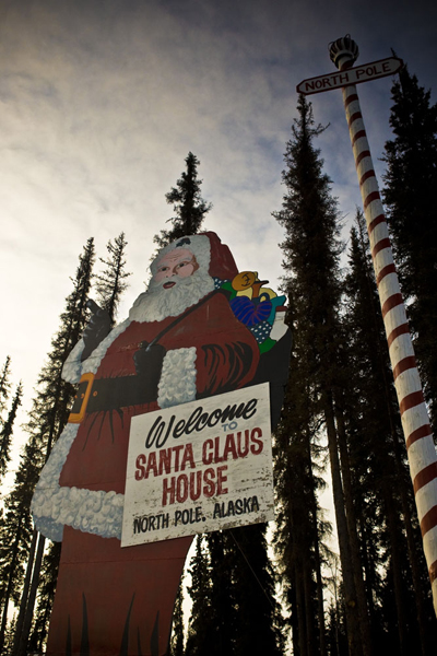 Santa Claus House in North Pole, Alaska, a few minutes south of Fairbanks, awaits the tourists.