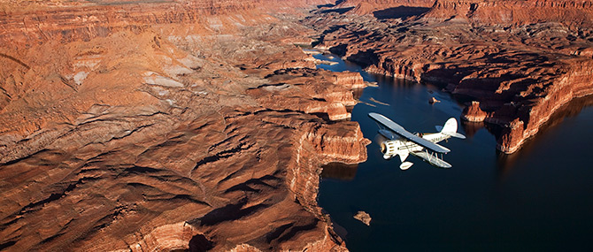 Flyin over the Orange Cliffs in Canyonlands National Park