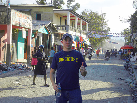 Quant in Dumerville, Haiti. The group tried to find building supplies locally.