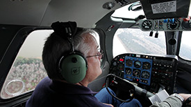 Marsh got a demonstration of a landing on Florida's Lake Dora before trying it on his own.