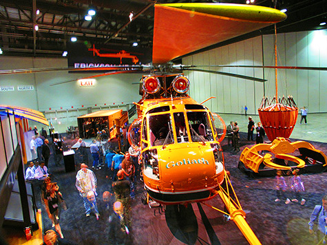 Visitors gather around an Erickson Air-Crane at Heli-Expo 2011.
