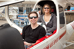Sean O'Donnell (front) and Heather Schultz fly above their disabilities to earn their pilot certificates.