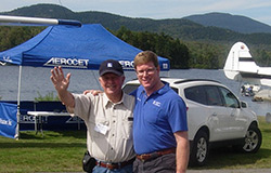 SPA founder Dave Quam (left) and new director Steve McCaughey greeted fly-in attendees.
