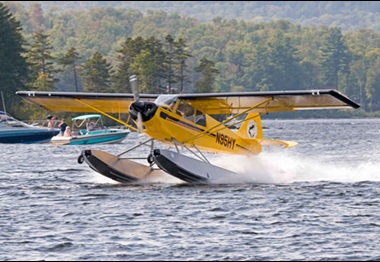 PK Floats Inc. of Lincoln, Maine, has secured a supplemental type certificate increasing by 50 pounds the gross weight of Aviat A-1B and A-1C Husky models with the PK2250A float kit installed. Photo courtesy PK Floats Inc.