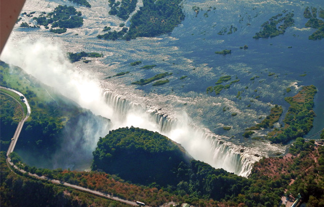 aerial waterfall view