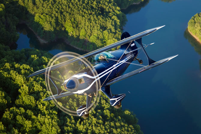 Pitts biplane in flight