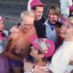 John Melville finishing the Ironman