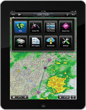 Garmin "Pilot" app menu