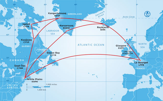 north atlantic by light jet