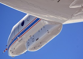 A sensor pod mounted under DLR’s HALO aircraft. DLR photo.