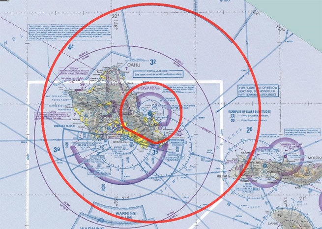 Click to view a larger image of the TFR that will be over Hawaii Dec. 20 to Jan. 5 for President Barack Obama's visit.