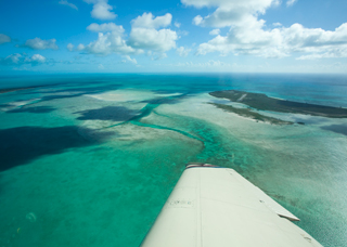 Flying over the Bahamas