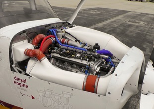 Continental's 135-hp, 2.0 liter turbodiesel in a RedHawk--a remanufactured 2002 Cessna 182S. The engine is already STC'd for installation in the Skyhawk, so no further approvals are needed.