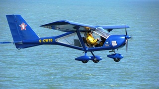 Rademaker in his Foxbat. He said the microlight’s high-lift wings were excellent for takeoff from the ship.
