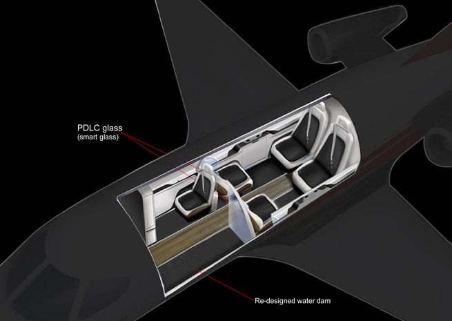 A cutout view shows the artist's rendering of the SyberJet SJ30's layout.