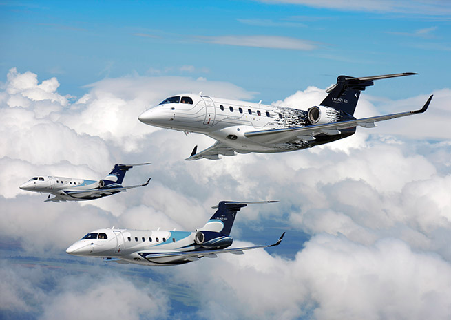 Embraer had all of its Legacy jets on display at NBAA. Embraer photo.