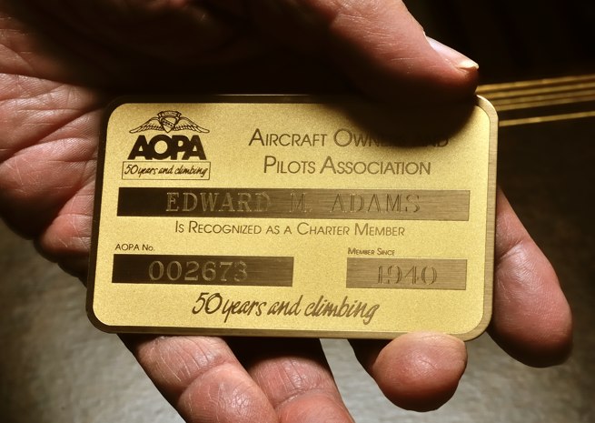 Ed Adams charter member card.