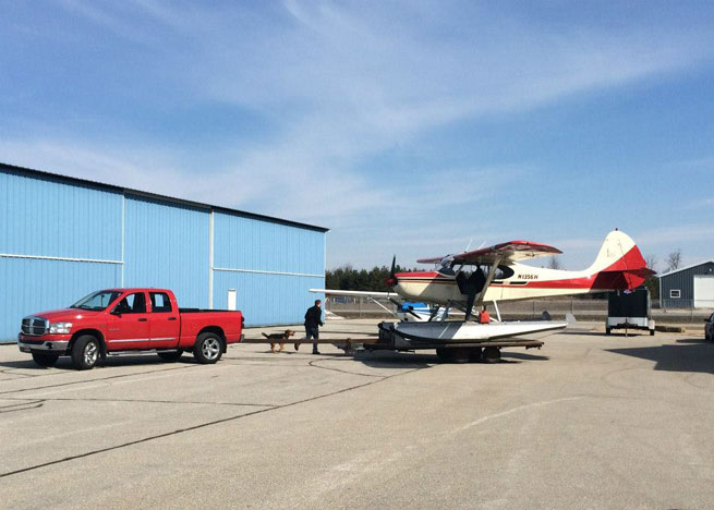Pilots often take friends and family to see them take off in an unusual way. Photo by Robert Ericson, Orchard Beach Aviation.