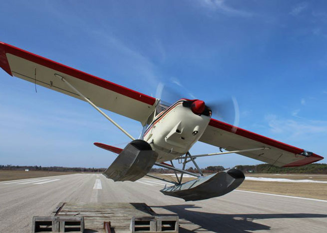 Harmon Pierce took off from a trailer at Wexford County Airport in Michigan. Photo by Robert Ericson, Orchard Beach Aviation.