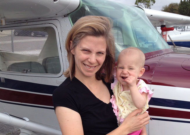 Meredith and Alexandra Holladay at the flight school.