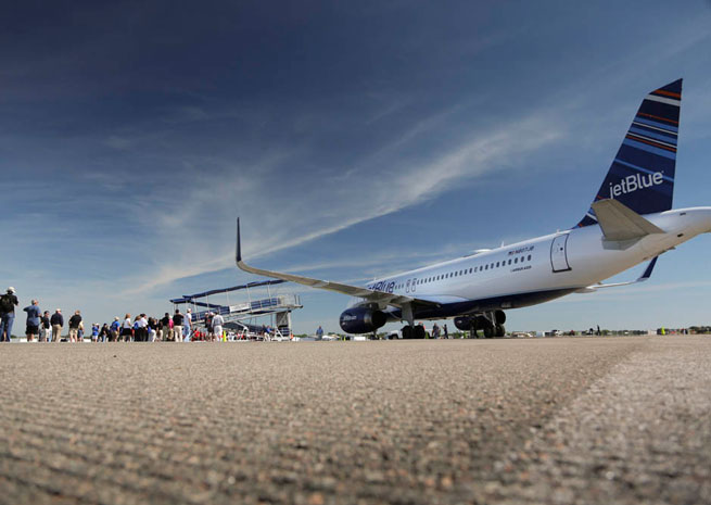 Passengers were greeted with an honor guard.