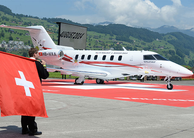 Pilatus unveiled its production prototype PC-24 on Aug. 1. Photo courtesy of Pilatus.