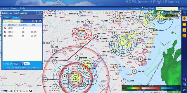 AOPA Internet Flight Planner powered by Jeppesen.