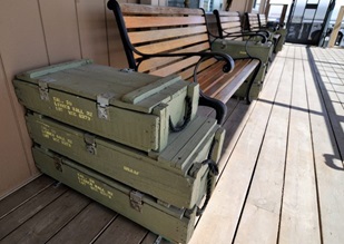 End tables on the Flying Tigers porch were built for use as movie props.