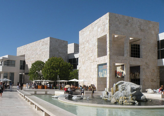 Stroll the inner courtyard of the Getty Center.