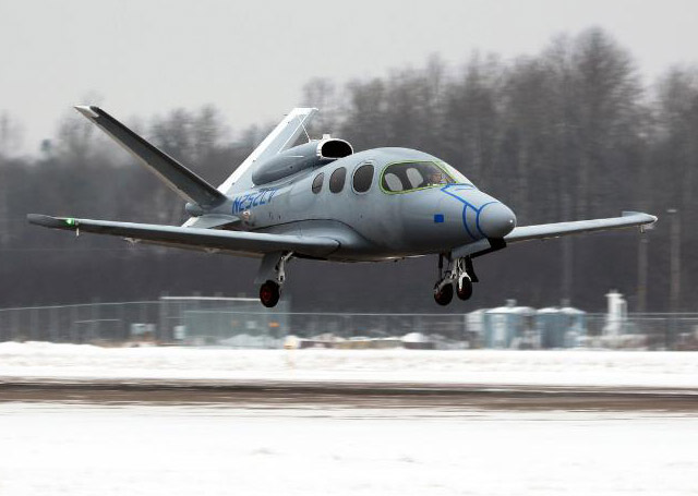 Cirrus Aircraft's third SF50 Vision jet built for certification testing on its maiden flight Dec. 20, 2014. Cirrus Aircraft photo via PRNews.