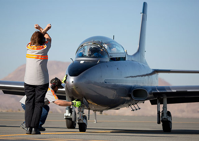 The Aermacchi MB-326M Impala is part of a diverse fleet available to students in Mojave, California. Photo courtesy of the International Flight Test Insittute.