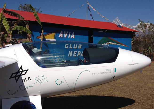 The Stemme S10 research aircraft in Pokhara, Nepal. Photo courtesy of DLR.