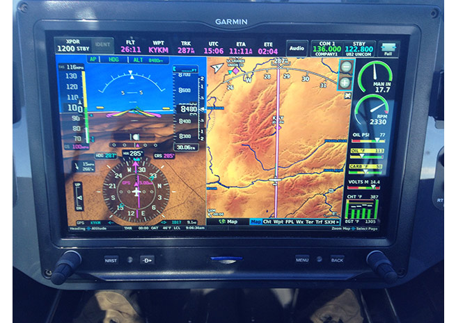 The Garmin G3X Touch takes the view of the terrain outside and brings it inside the cockpit for the pilot.