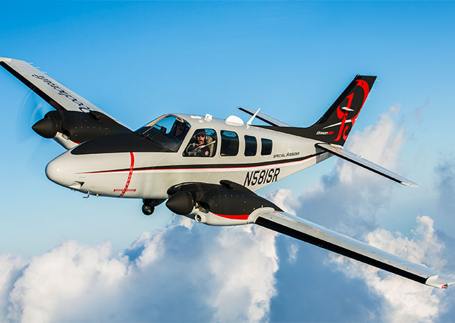 The Baron G58 fitted for intelligence, surveillance, and reconnaissance is one of many airframes that Textron is pitching for special missions. Textron Aviation photo.