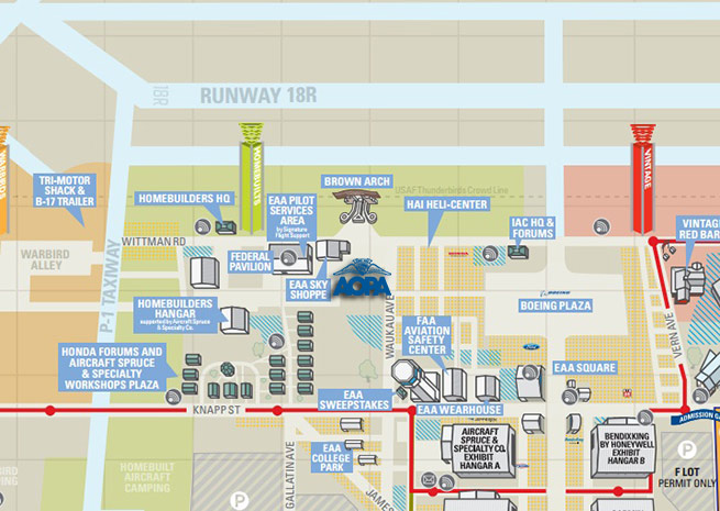 AOPA has a new location at EAA AirVenture. Click for full maps on the EAA AirVenture site.