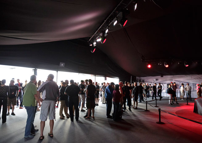 Icon Aircraft held an event at its tent before the official start of EAA AirVenture.
