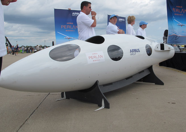 The Perlan Project announced a partnership with Airbus Group on July 28 at Boeing Plaza at EAA AirVenture. The group had a mockup of the glider that is expected to soar to 90,000 feet on display.