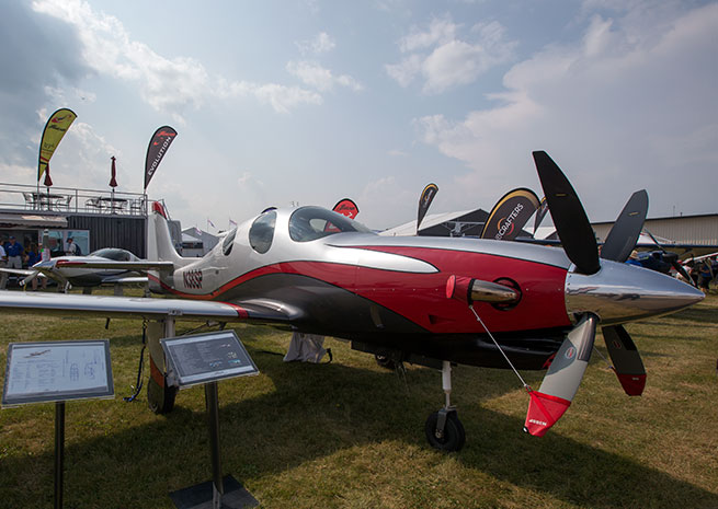 The Lancair Evolution sports a distinctive paint scheme at AirVenture.