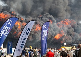 A pyrotechnic display made the afternoon airshows a loud and lively attraction.