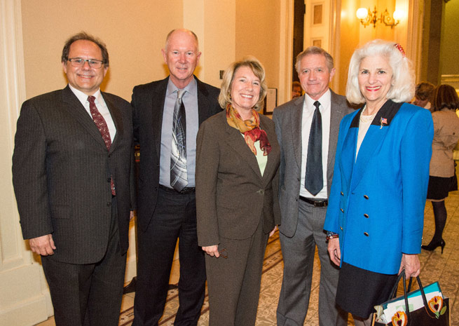 Left to right: Recreational Aviation Foundation California State Liaison John Kounis, Association of California Airports President Ronald Elliott, Sen. Jean Fuller, AOPA Western Pacific Regional Manager John Pfeifer, and California Pilots Association Vice President Carol Ford testified at the California Senate hearing on Senate Bill 1072 on April 22. Photo courtesy of the Recreational Aviation Foundation.