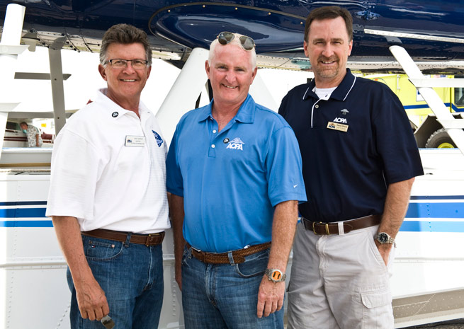 Left to right: Colorado Aeronautics Director Dave Gordon, AOPA President Mark Baker, and AOPA Northwest Mountain Regional Manager David Ulane. Photo by Mike Straka.