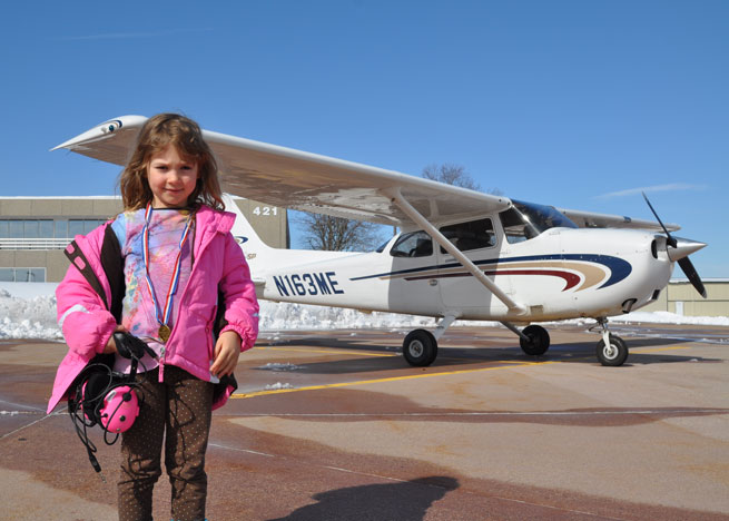 Sydney Hower was among the girls flown by AOPA pilots during Women of Aviation Worldwide Week.