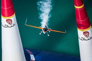 Nicholas Ivanoff of France performs during the race for the first stage of the Red Bull Air Race World Championship in Abu Dhabi, United Arab Emirates, on March 1, 2014. Photo by Balazs Gardi/Red Bull Content Pool.