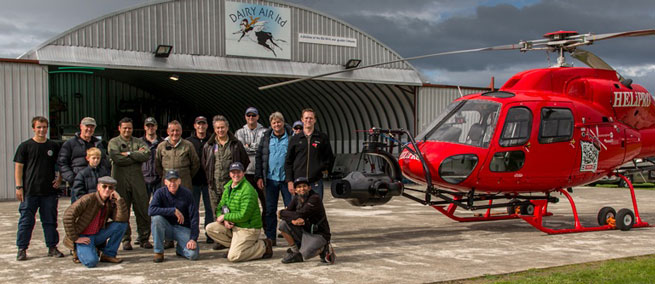 Film crew and pilots on location at The Vintage Aviator, Ltd., Masterton, New Zealand, April 2013. Photo courtesy Darroch Greer, The Millionaires’ Unit.