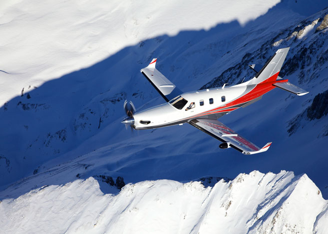 Flying over the Pyrenees near the Daher-Socata factory. Photo courtesy Daher-Socata.